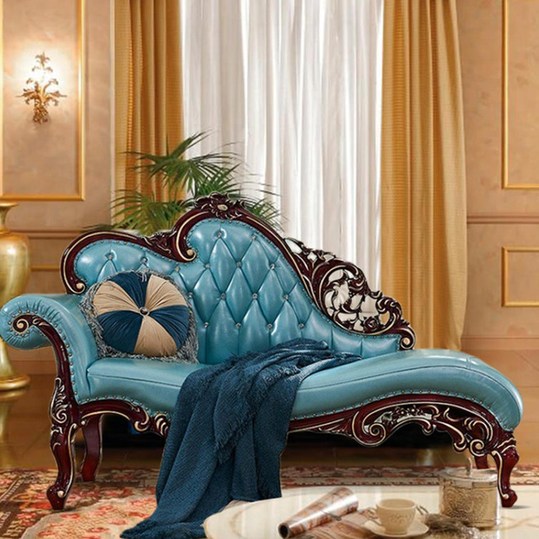 Blue leather chaise lounge new arrivals